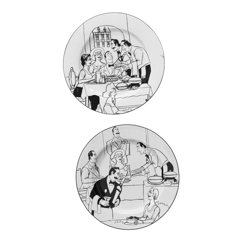 Epoch Collection "Le Restaurant" E 120 Porcelain Dinner Plates 10.5" Set Of 2